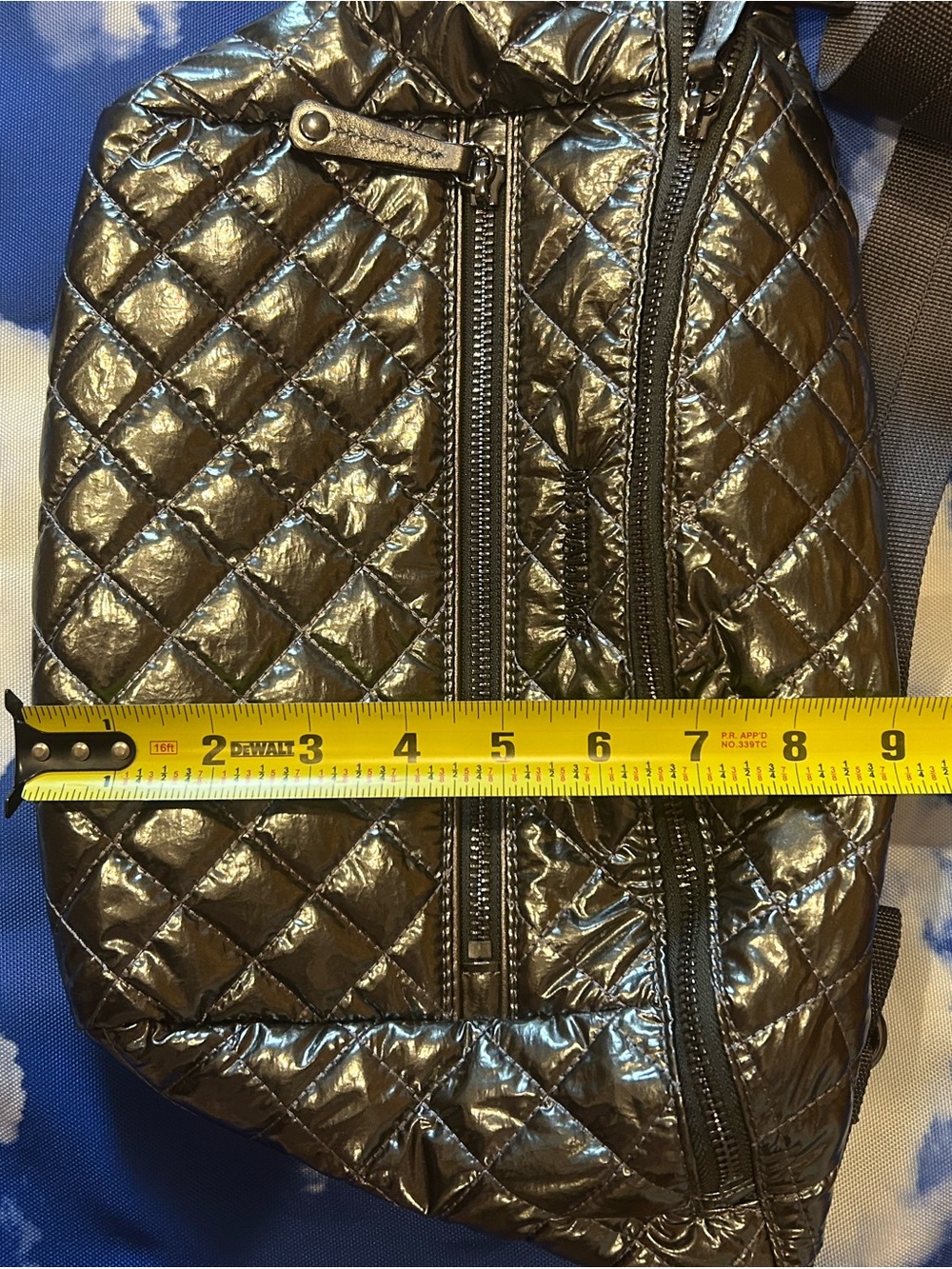 MZ Wallace Quilted Metallic Black Crossbody Belt Bag - Picture 6 of 6